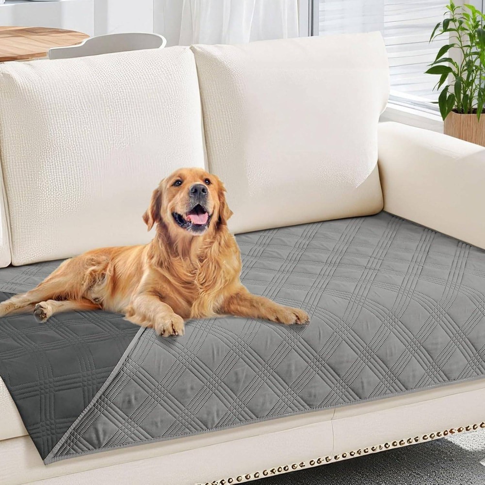 Grey Reversible Quilted Furniture Protector Pet Mat 30x70 Sofa Cover Car Seat